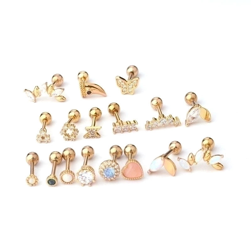 Ear Cartilage Rings & Studs Geometric 316L Stainless Steel  Copper Plating