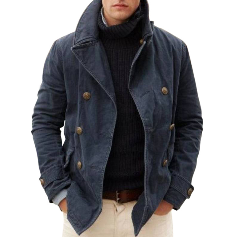 Casual Fashion Men's Single Breasted Cotton Long Sleeve Jacket