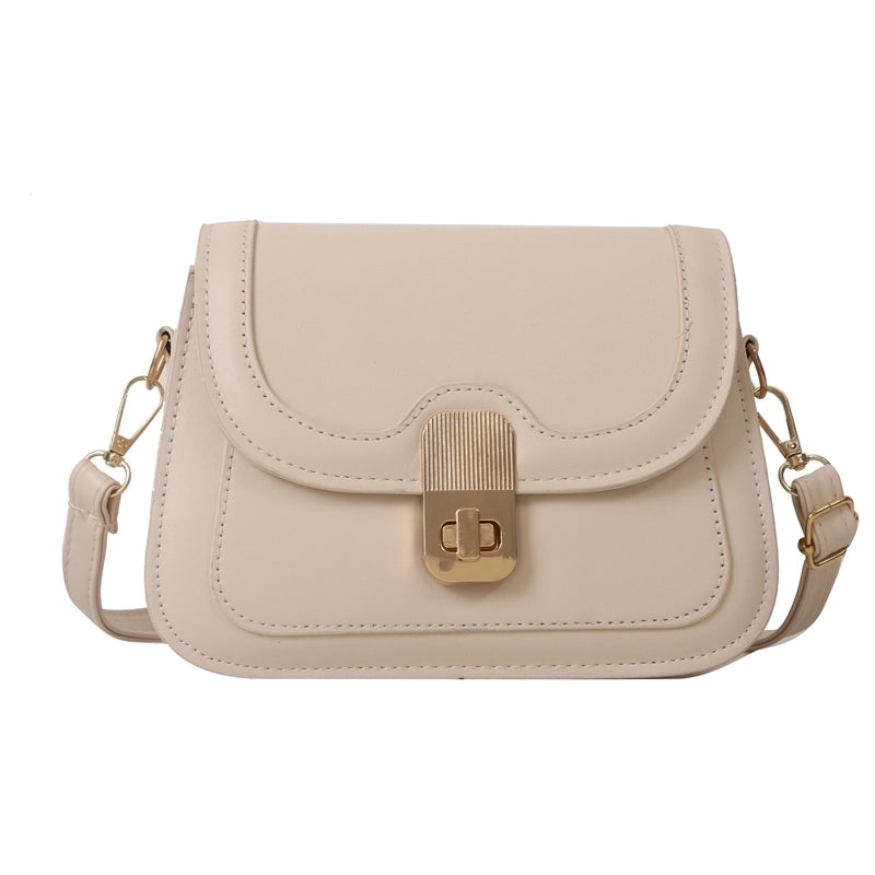 Women's Pu Leather Solid Color Elegant Square Flip Cover Crossbody Bag