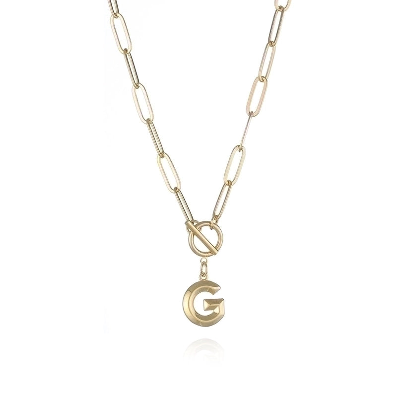 Copper 14K Gold Plated Fashion Plating Letter Pendant Necklace