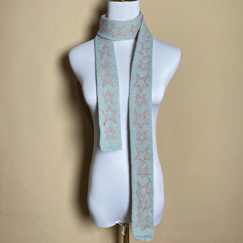 Women's Streetwear Cool Style Color Block Star Acrylic Knitted Scarf
