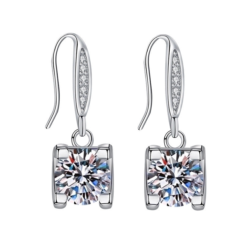 1 Pair Sweet Minimalist Round Heart Shape Bow Knot Plating Inlay Copper Zircon Silver Plated Drop Earrings