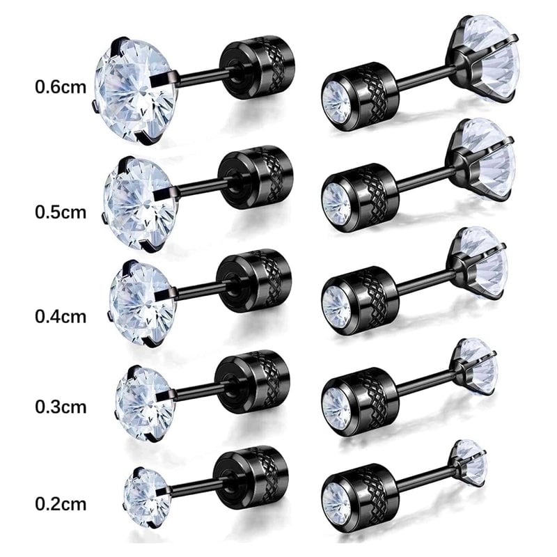 5 Pairs Minimalist Round Plating Inlay 304 Stainless Steel Zircon Gold Plated Ear Studs