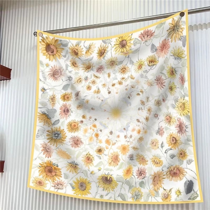 New High Quality Twill Forged Large Square Fashion 90*90cm Printed Silk Scarf Sunscreen Shawl Scarf