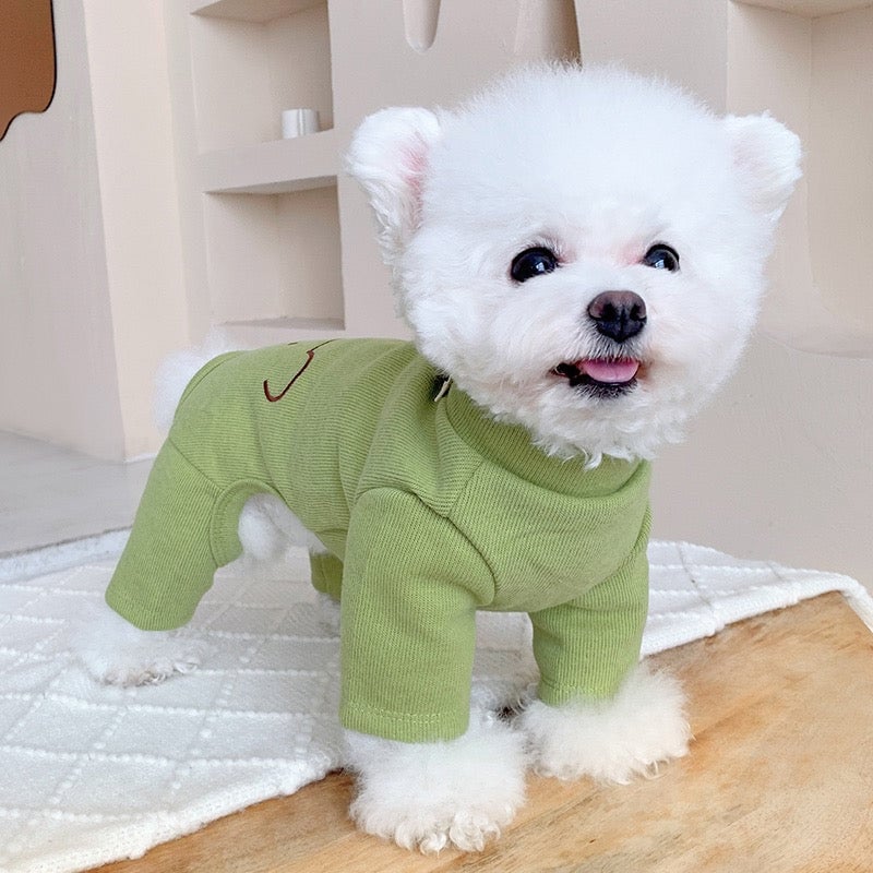 Bear Printed Buttoned Dog Jumpsuits