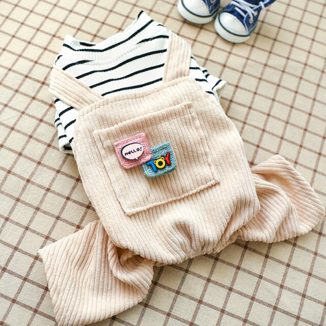 Striped Pocket Puppy Jumpsuits