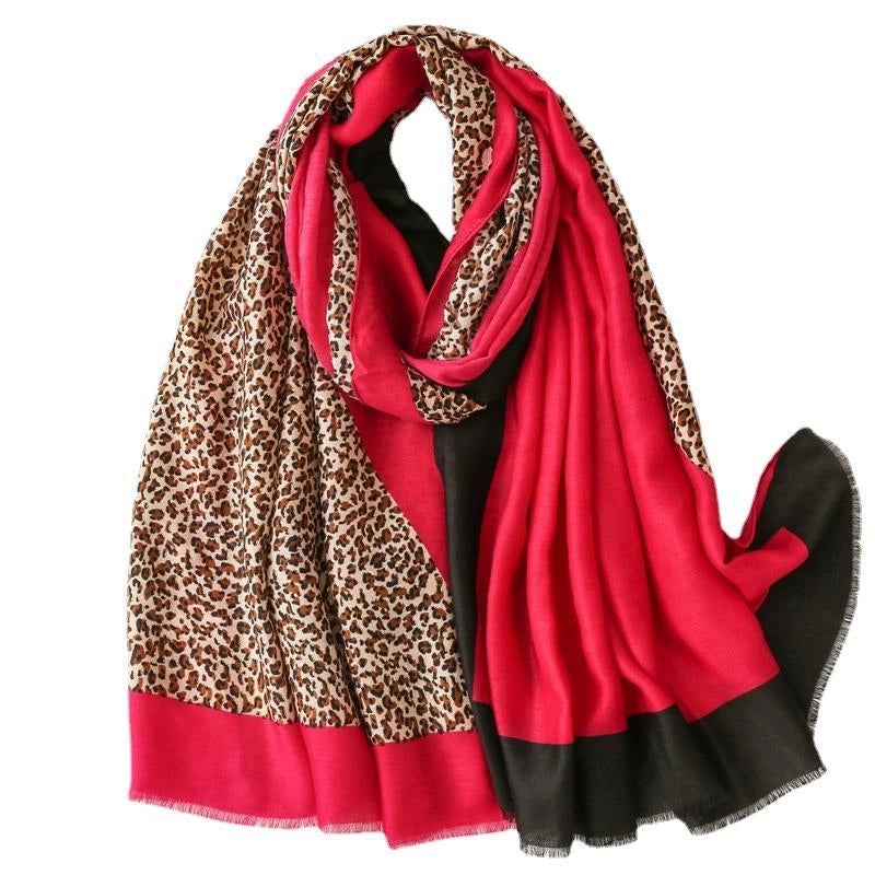 Women's Lady Leopard Polyester Printing Silk Scarf