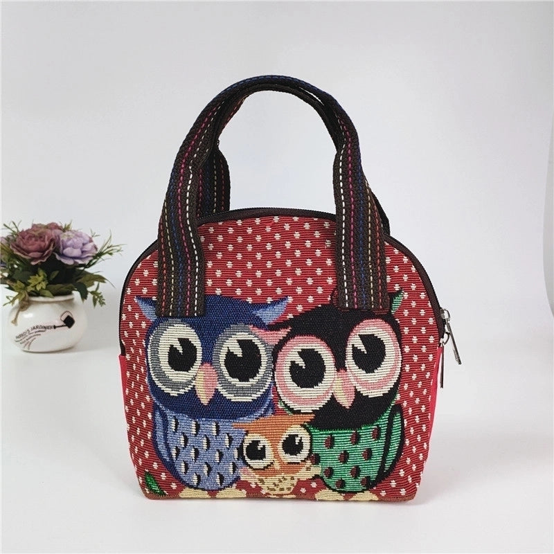 Women's Medium All Seasons Cotton And Linen Animal Fashion Shell Zipper Handbag