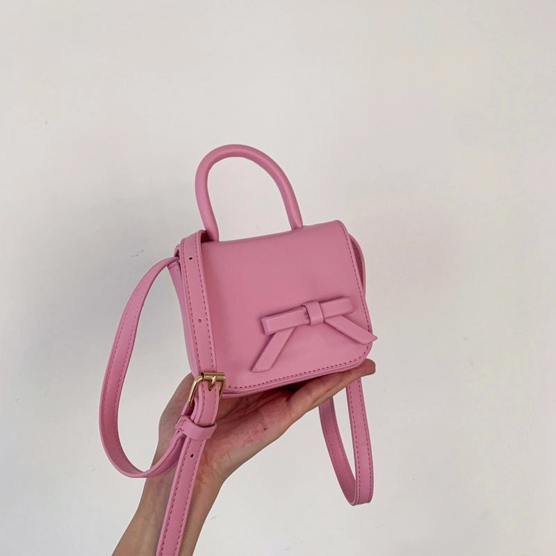 Women's Pu Leather Solid Color Cute Square Flip Cover Shoulder Bag