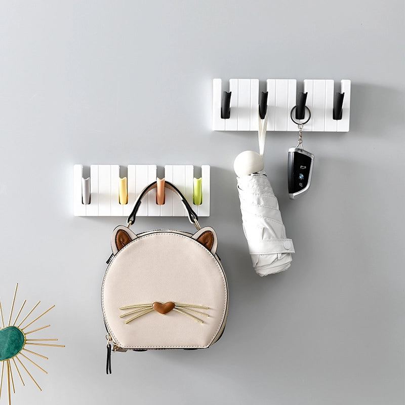 Creative Four-grid Piano Hooks Entrance No-drilling Key Clothes Bag Umbrella Rack Bathroom Kitchen Storage Rack
