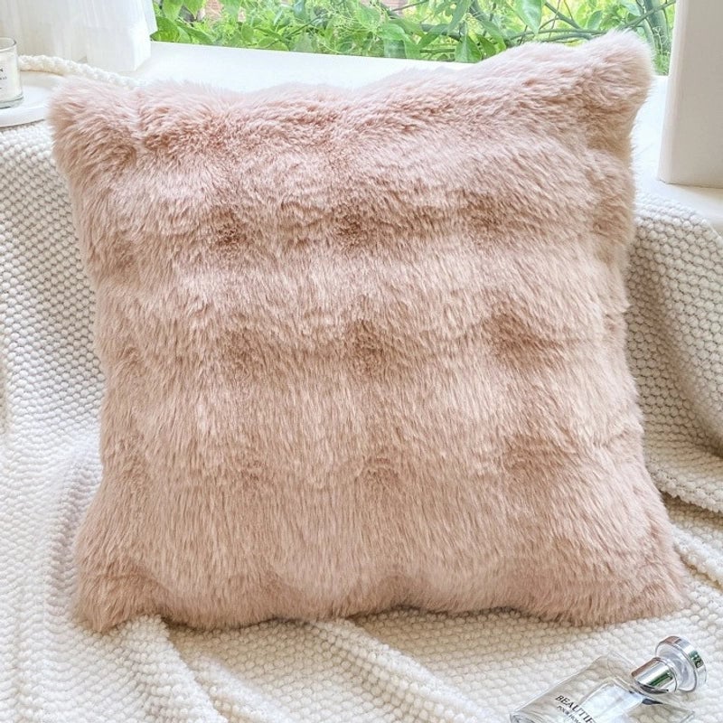 Basic Modern Style Minimalist Printing Solid Color Plush Polyester Pillow Cases Couch & Sofa Decor