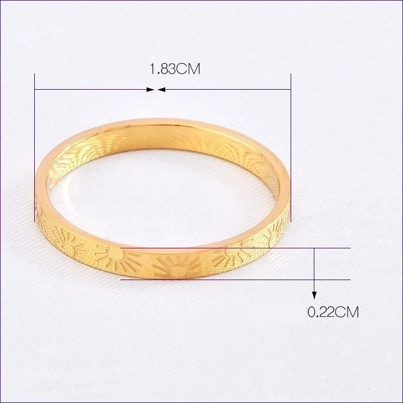Minimalist Sun Solid Color Titanium Steel 18K Gold Plated Plating Rings