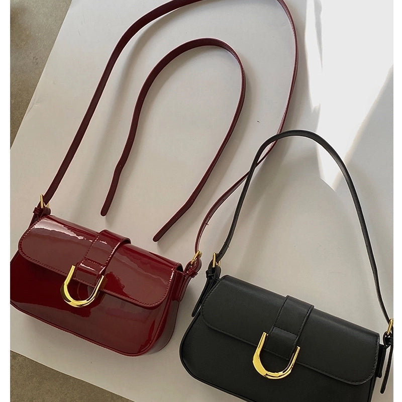 Women's Small Pu Leather Solid Color Streetwear Square Flip Cover Shoulder Bag