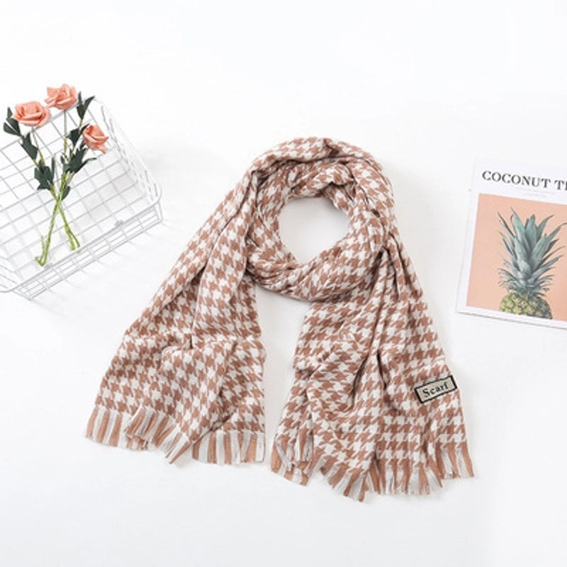 Women'S Fashion Plaid Imitation Cashmere Tassel Scarf