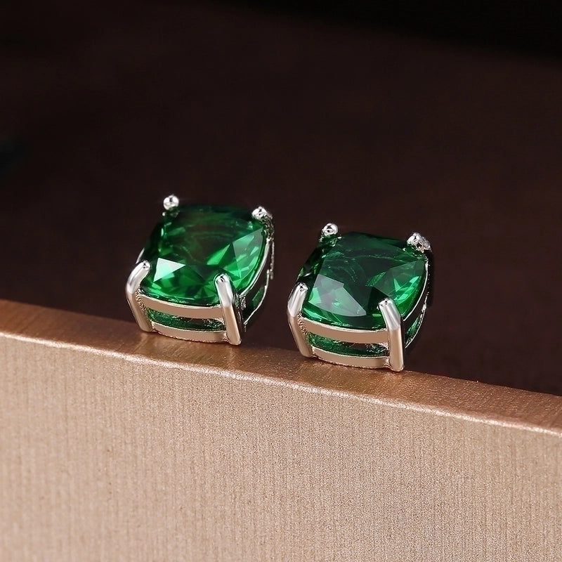 Fashion Square Zircon Geometric Copper Earrings