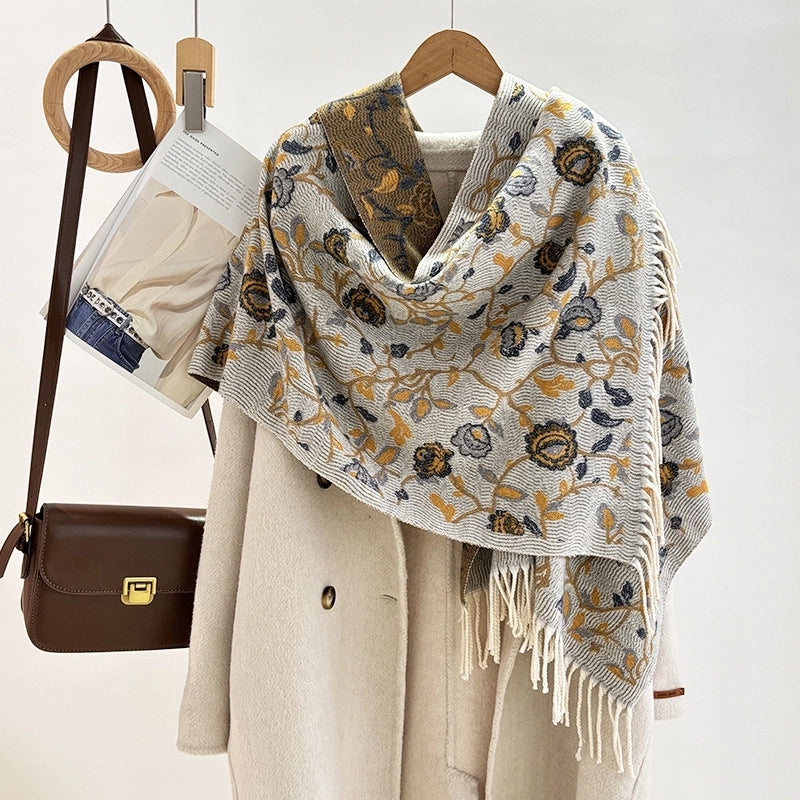 Women's Minimalist Commute Printing Flower Viscose Fiber Scarf