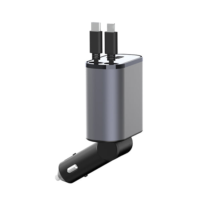 4 in 1 Retractable Car fast Charger for iPhone & Android