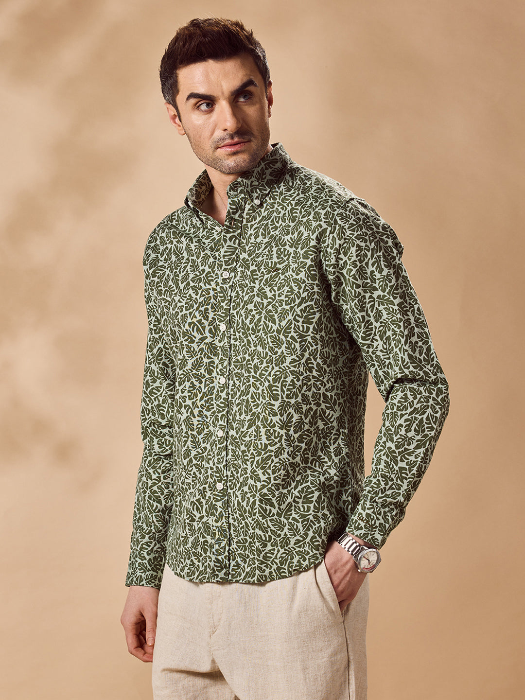 Men Green Casual Shirt (COVE)