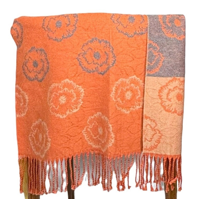 New Fashion Camellia Plaid Tassel Warm Cashmere Scarf Outdoor Riding Thickened Neck Scarf Women's Shawl