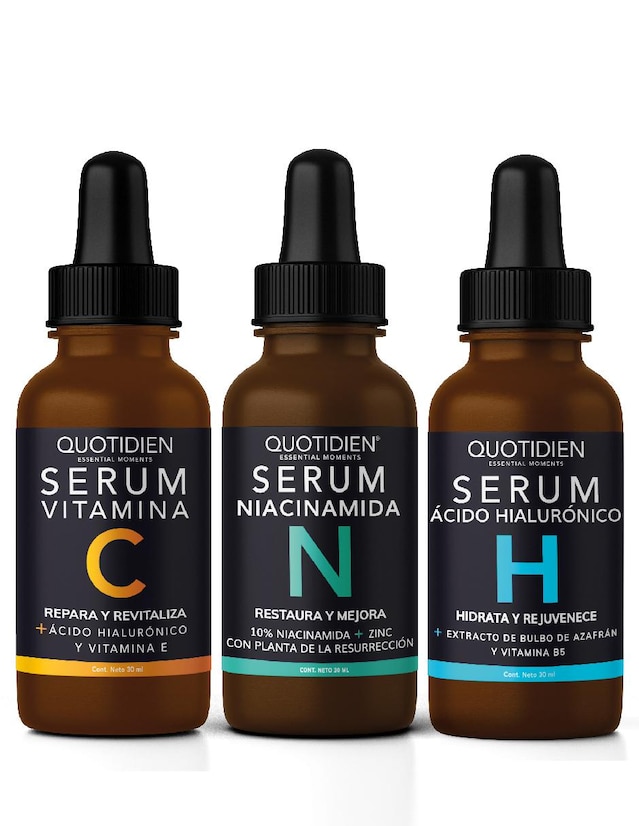 Kit Serum Vitamina C + Suero Acido Hialuronico + Niacinamida Skin Care Hidratante Facial Quotidien