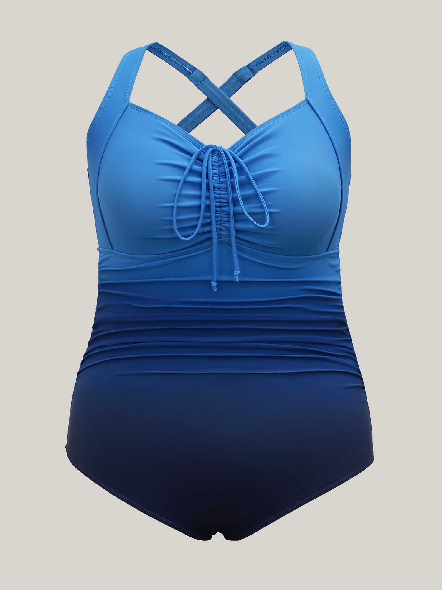 Gradient Adjustable Drawstring Ruched One-Piece Swimsuit