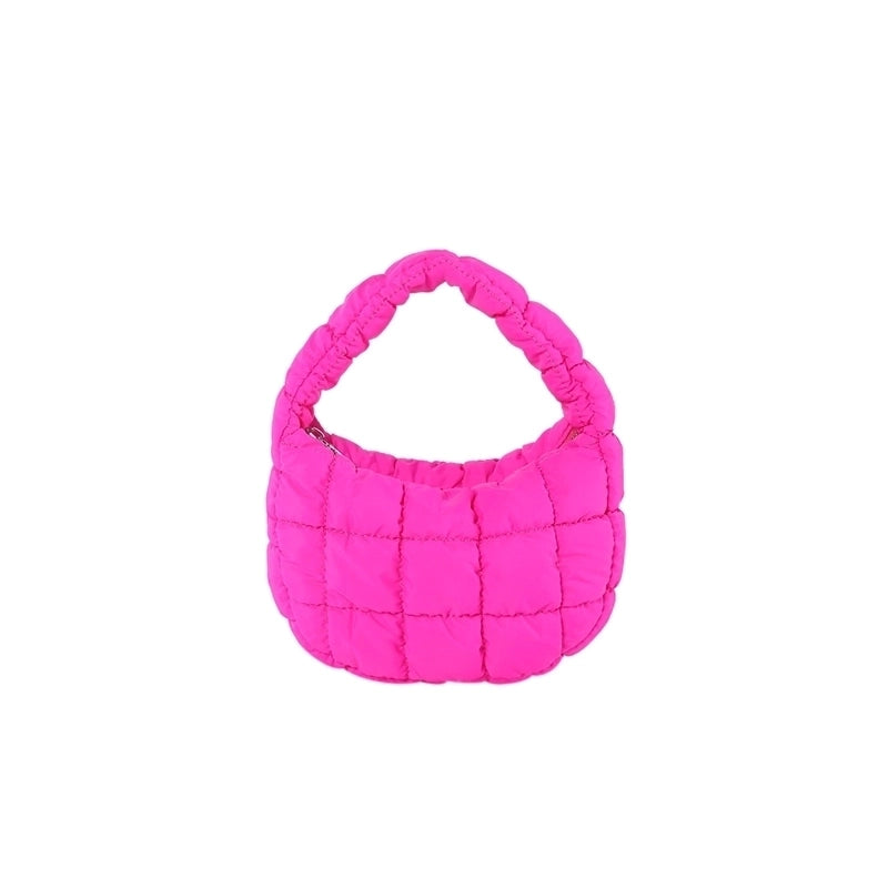 Women's Cotton Solid Color Basic Pillow Shape Zipper Shoulder Bag Handbag Underarm Bag