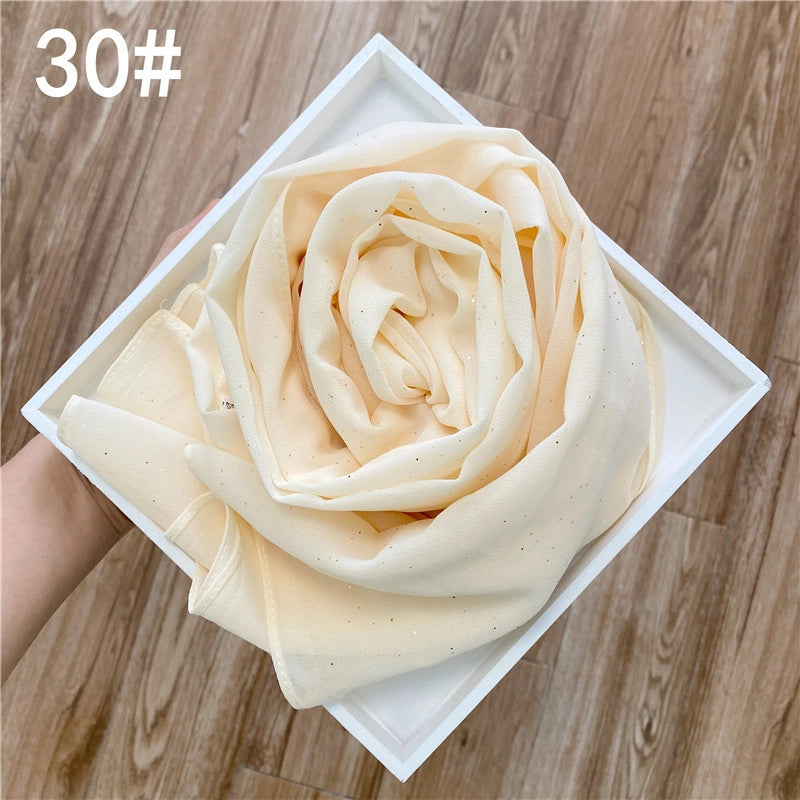 Solid Color Sprinkling Gold Pearl Chiffon Chiffon Fashion Sprinkling Gold Scarf Women's Toe Chiffon Glitter Scarf
