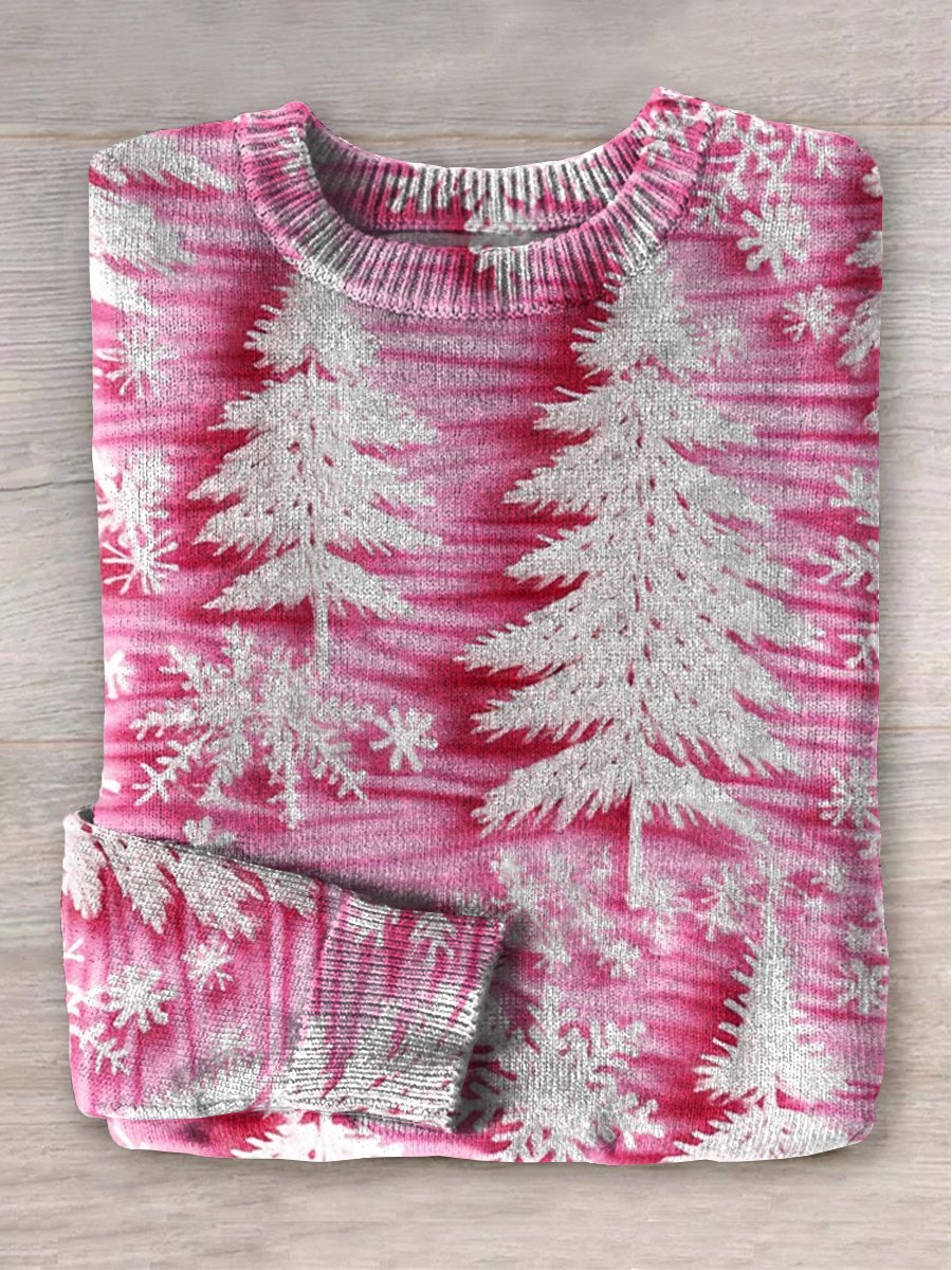 Christmas Tree Art Print Knit Pullover Sweater