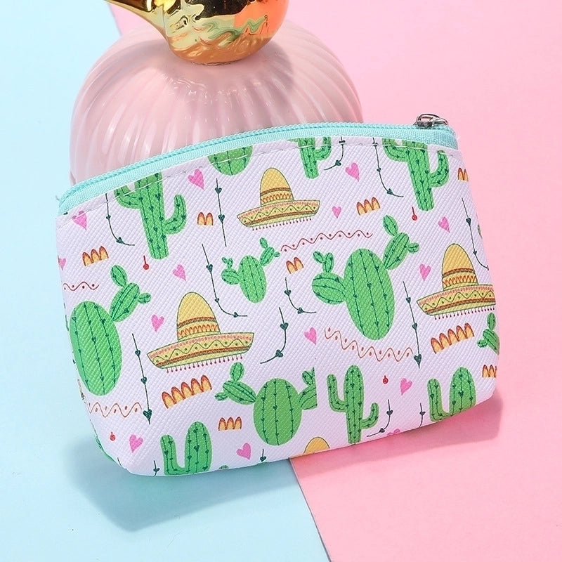 Women's Plant Pu Leather Zipper Coin Purses