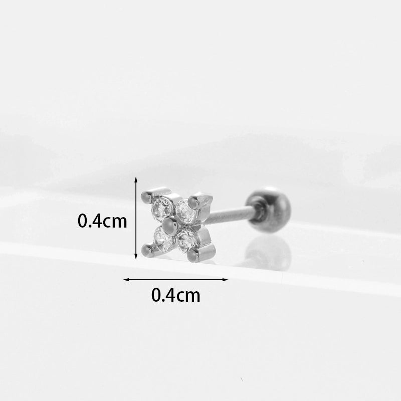 Ear Cartilage Rings & Studs Fashion Geometric Copper Plating Artificial Gemstones