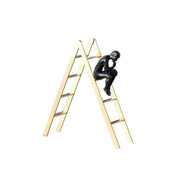 Man on Ladder Decorative Accent - Black & Gold