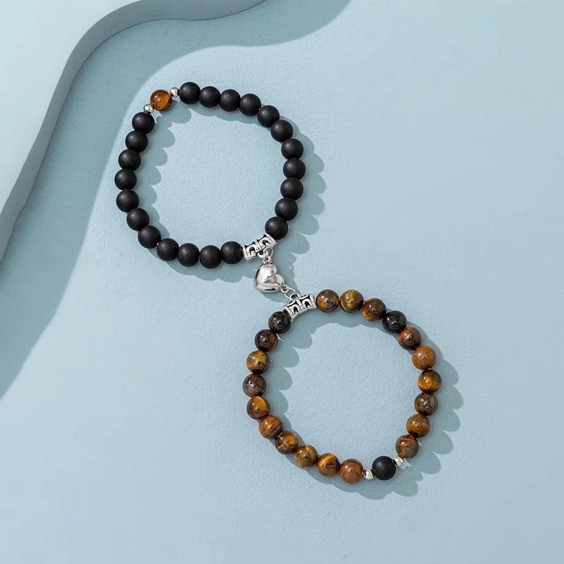 Fashion Heart Shape Agate Beaded Bracelets 1 Set
