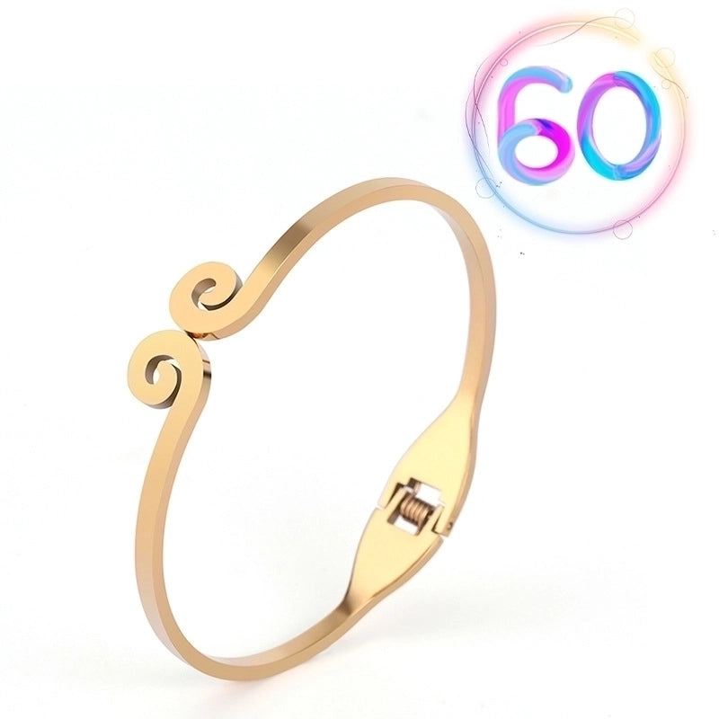 2 Pieces Fashion Geometric Stainless Steel Plating Zircon Bangle