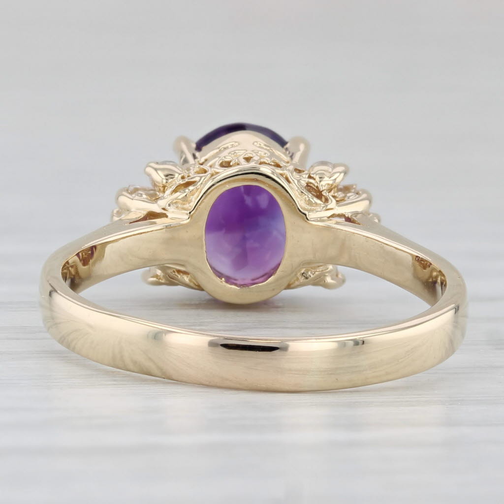 1.80ctw Amethyst Diamond Ring 14k Yellow Gold Size 8.5