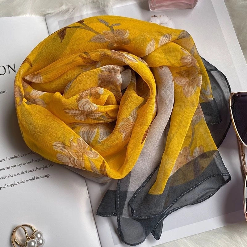 Women's Elegant Minimalist Flower Georgette Silk Scarf