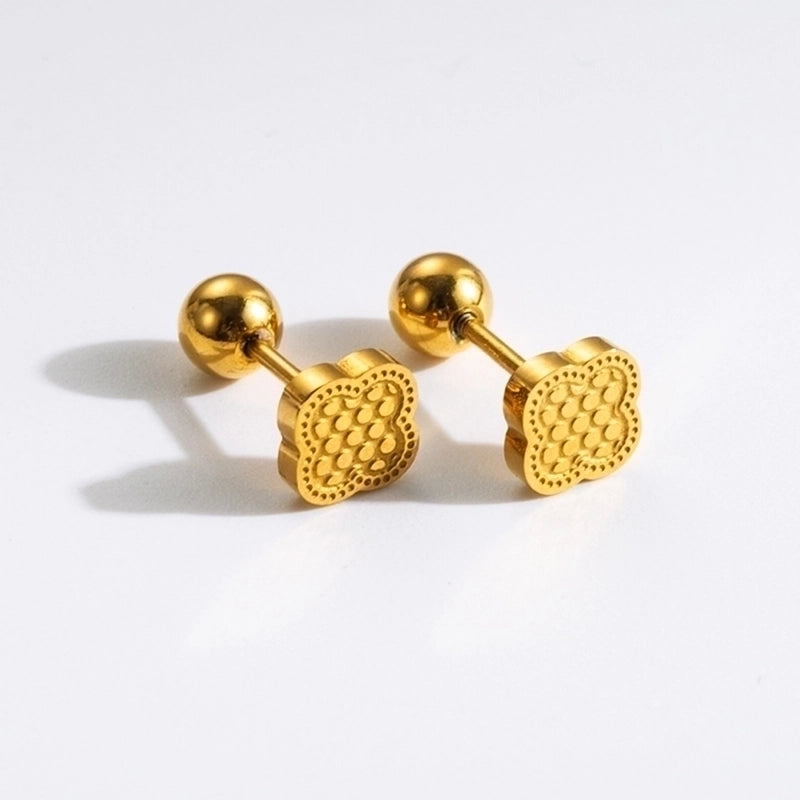 1 Pair Commute Rabbit Heart Shape Crown 304 Stainless Steel 18K Gold Plated Ear Studs