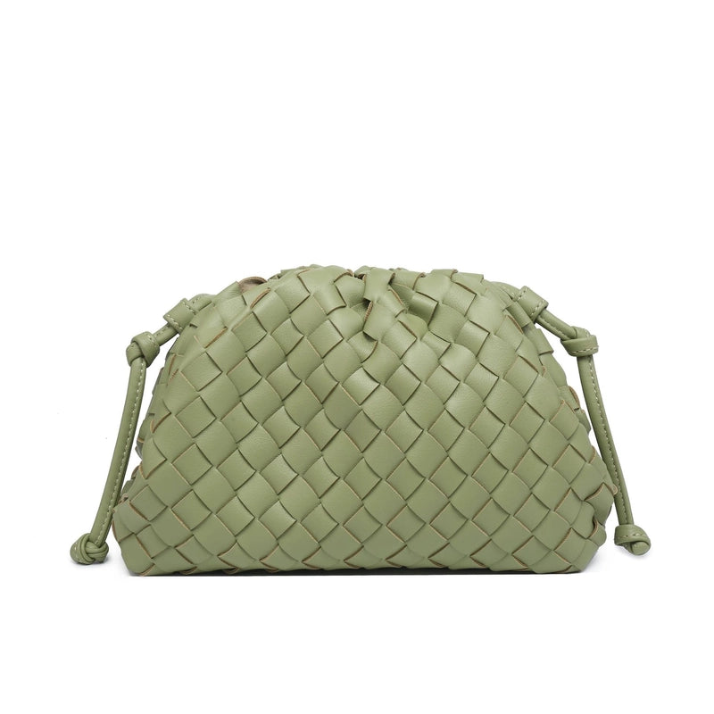 Women's Pu Leather Solid Color Classic Style Weave Cloud Shape Magnetic Buckle Crossbody Bag