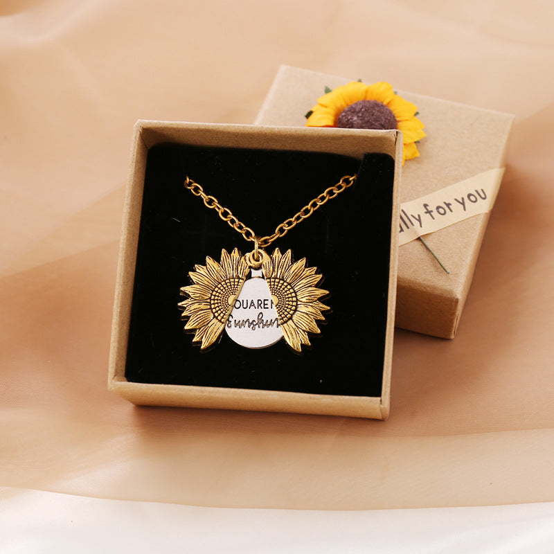 Minimalist Sunflower Flower Alloy Electroplating Necklaces
