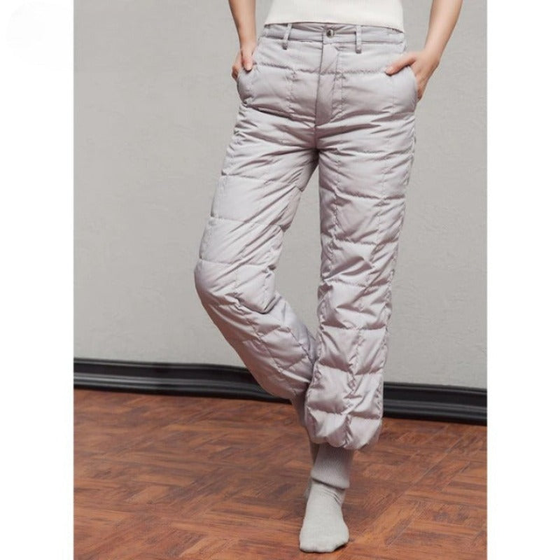 Women High-Waist Thick Duck Down Pants