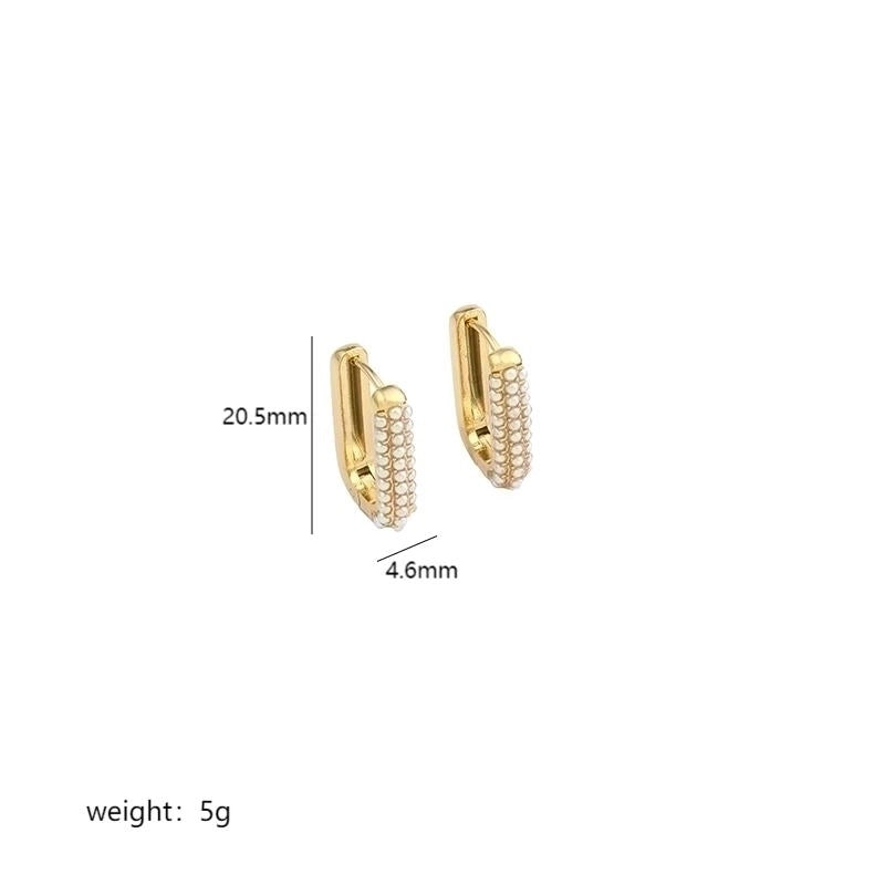 1 Pair Minimalist U Shape Round Plating Inlay Stainless Steel Pearl Zircon 18K Gold Plated Earrings