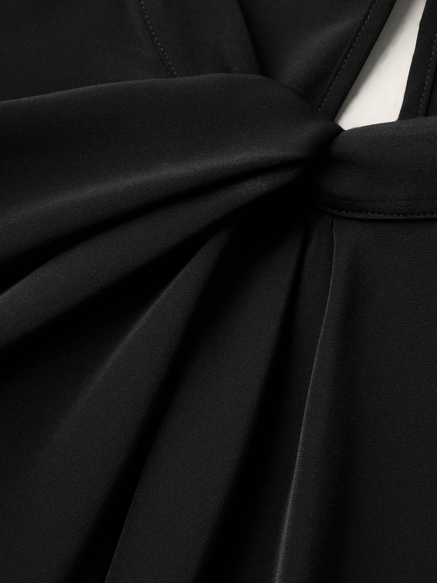 Solid Twist Neck Slit Blouse
