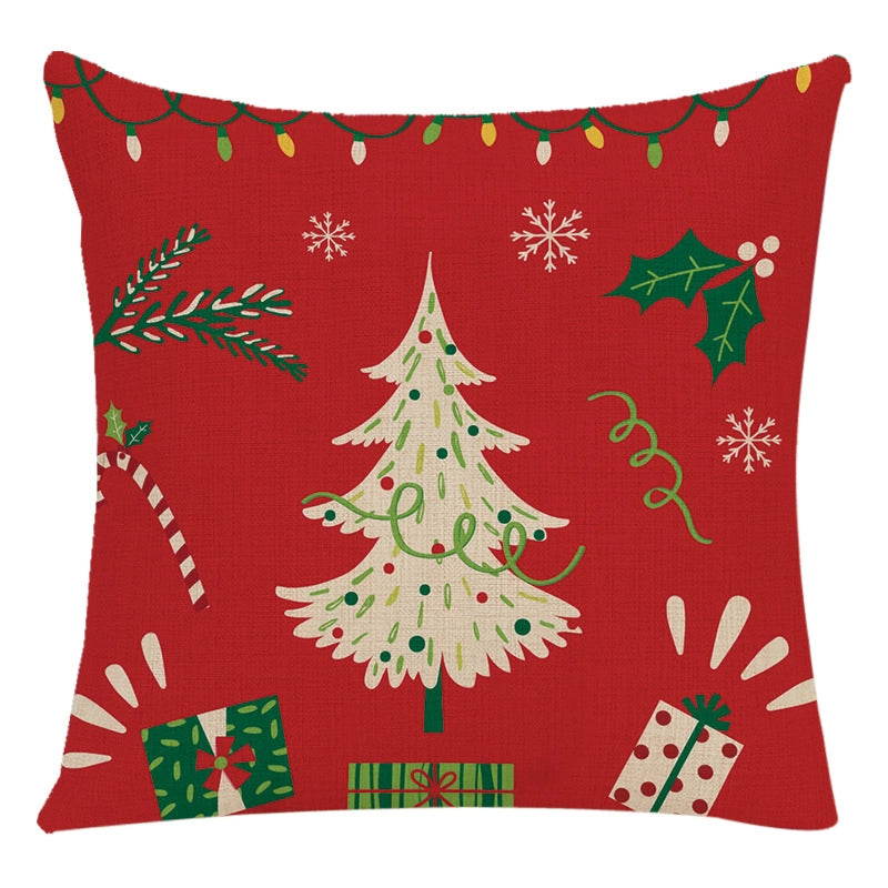 Cute Letter Snowman Elk Chemical Fiber Pillow Cases
