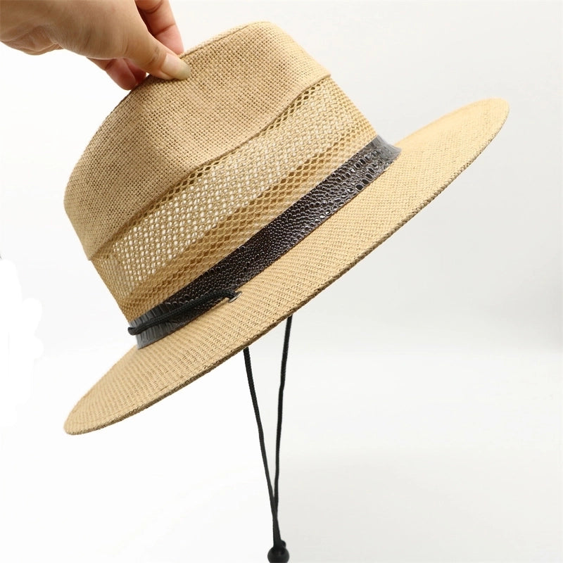 Men's Streetwear Color Block Flat Eaves Straw Hat