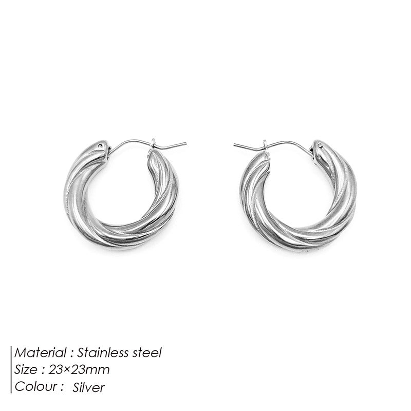 1 Pair Minimalist Geometric Plating Stainless Steel 18K Gold Plated Hoop Earrings