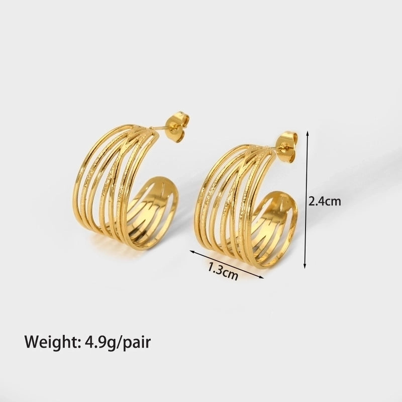 1 Pair Modern Style C Shape Plating 304 Stainless Steel 18K Gold Plated Ear Studs