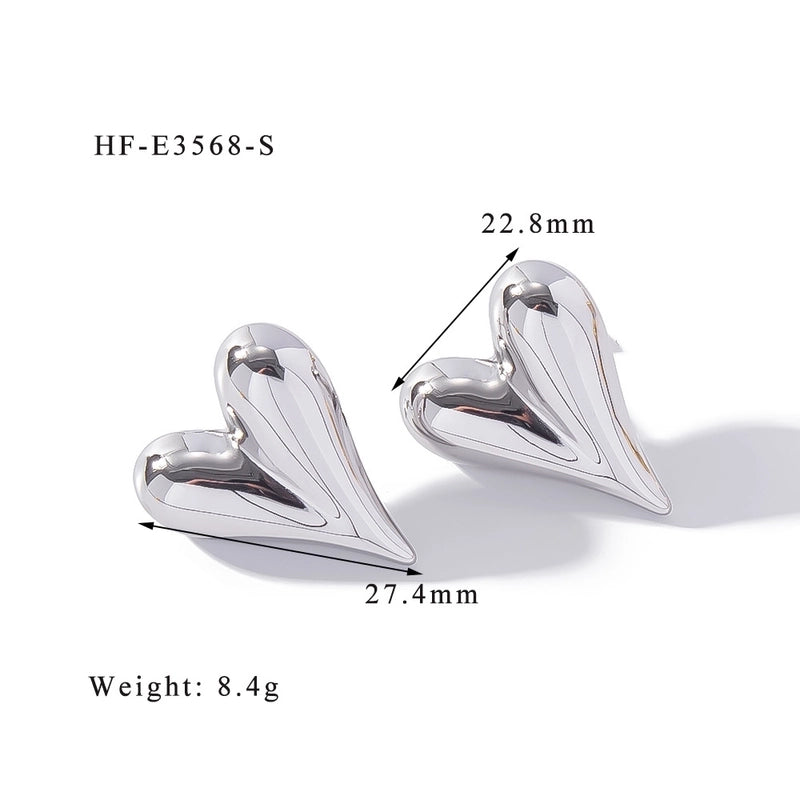 1 Pair Minimalist Classic Style U Shape Heart Shape Plating 316L Stainless Steel  Ear Studs