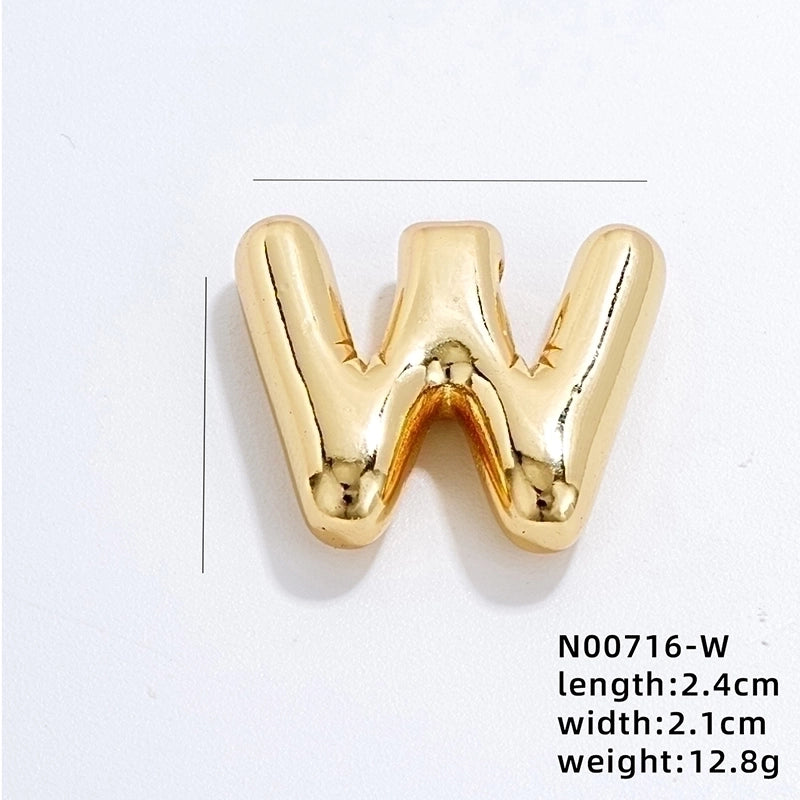 304 Stainless Steel Copper Gold Plated IG Style Minimalist Polishing Plating Letter Charms