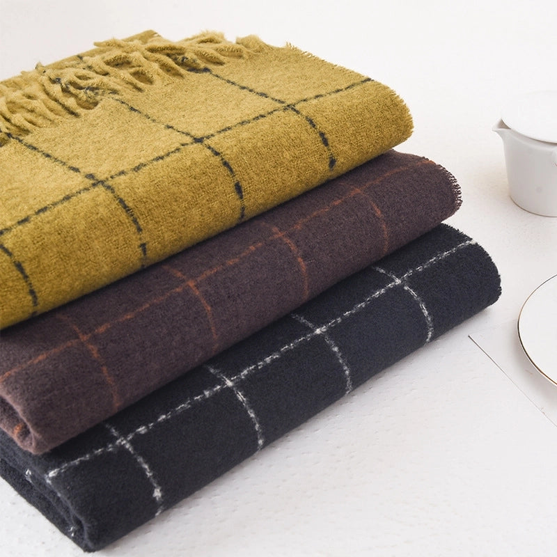 Women's Basic Plaid Imitation Cashmere Polyester Scarf