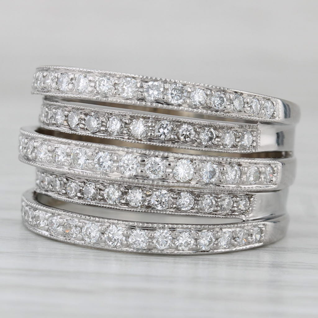 1.02ctw Diamond Multiband Ring 18k White Gold Size 8 Cocktail