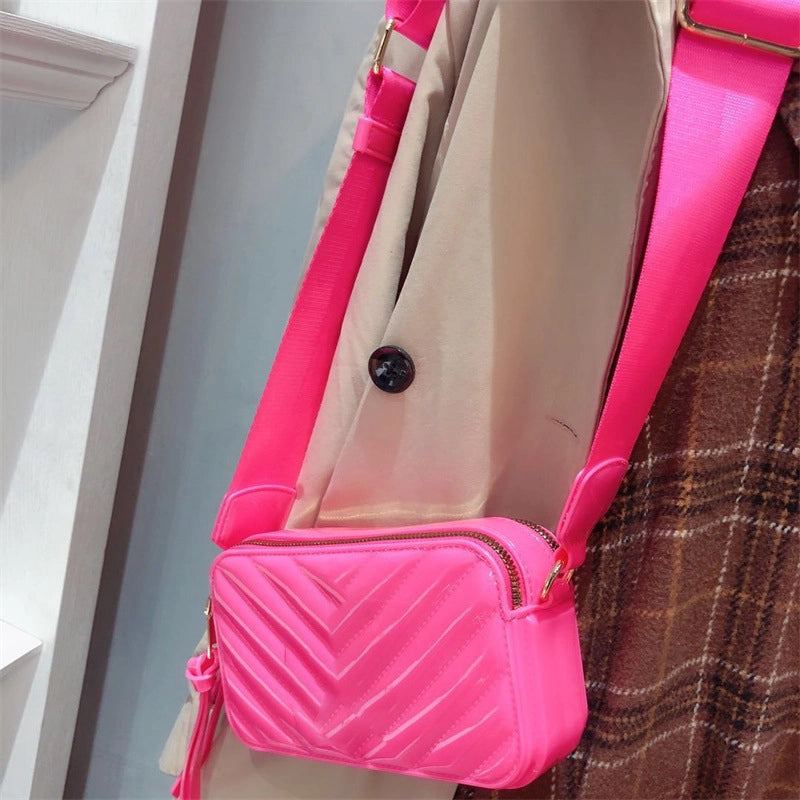 Women's Medium All Seasons Pvc Polyester Stripe Solid Color Fashion Square Zipper Square Bag